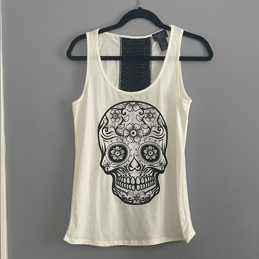 White Skull Graphic Tank Top